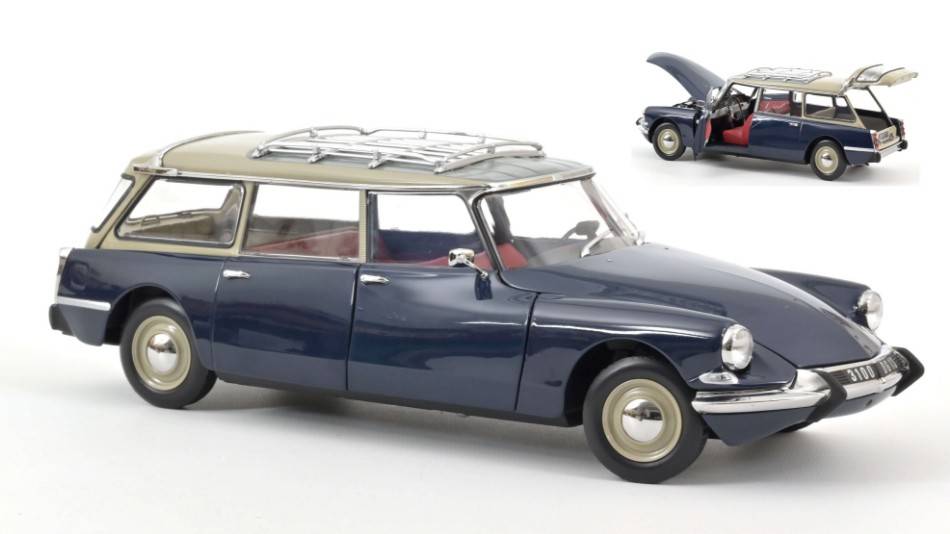 SCALE MODEL COMPATIBLE WITH CITROEN ID 19 BREAK 1967 BLUE 1:18 NOREV NV181770