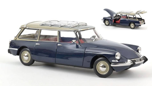 SCALE MODEL COMPATIBLE WITH CITROEN ID 19 BREAK 1967 BLUE 1:18 NOREV NV181770