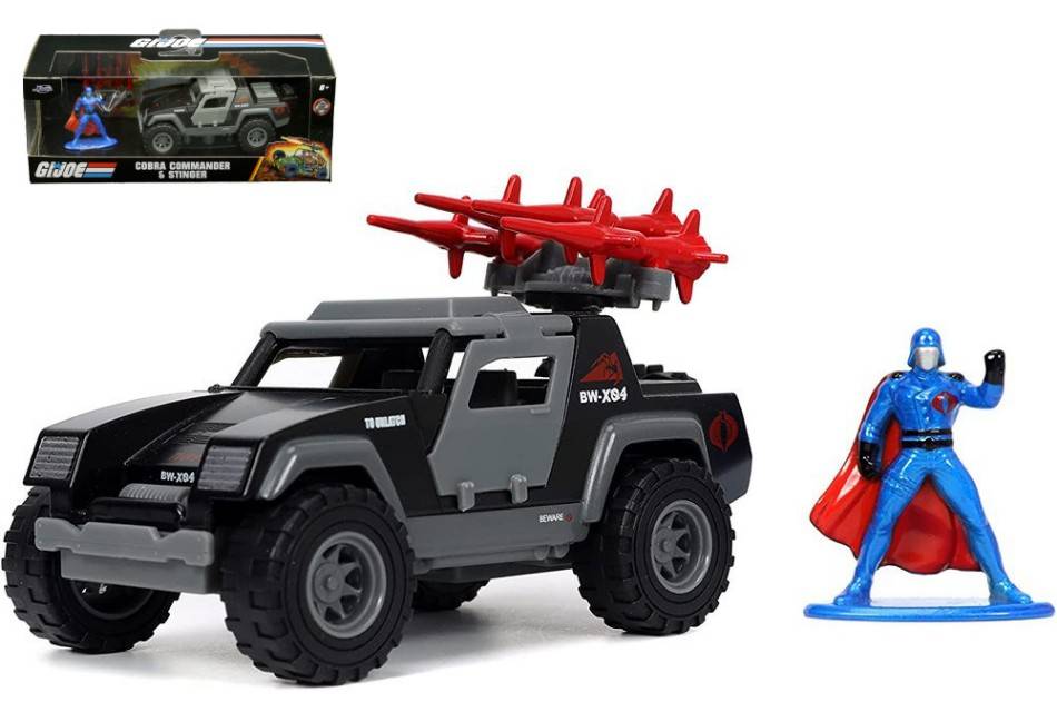 SCALE MODEL COMPATIBLE WITH COBRA COMMANDER &amp; STINGER "GI-JOE" BLACK/GREY 1:32 JADA TOYS JADA33085
