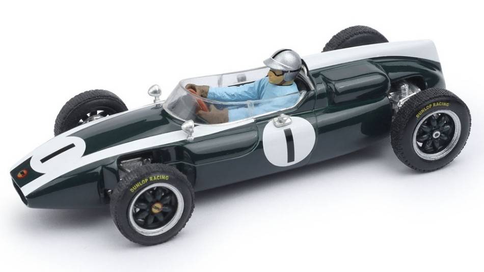 SCALE MODEL COMPATIBLE WITH COOPER T53 N.1 WINNER GR.BRITAIN GP 1960 JACK BRABHAM W/PILOTE 1:43 BRUMM BM0300CH