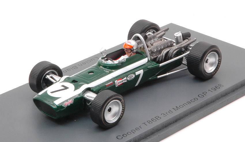 SCALE MODEL COMPATIBLE WITH COOPER T86B LUCIEN BIANCHI 1968 N.7 3rd MONACO GP 1:43 SPARK MODEL S6982
