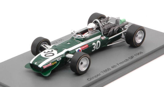 SCALE MODEL COMPATIBLE WITH COOPER T86B VIC ELFORD 1968 N.30 4th FRENCH GP 1:43 SPARK MODEL S6984