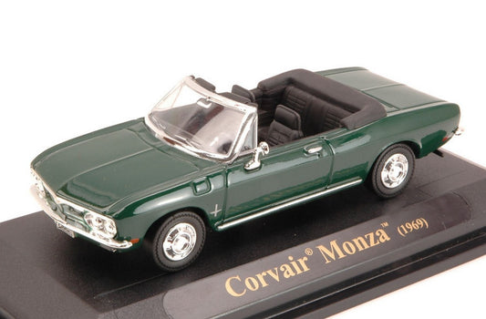 MODELLINO IN SCALA COMPATIBILE CON CORVAIR MONZA 1969 GREEN 1:43 LUCKY YM94241GR