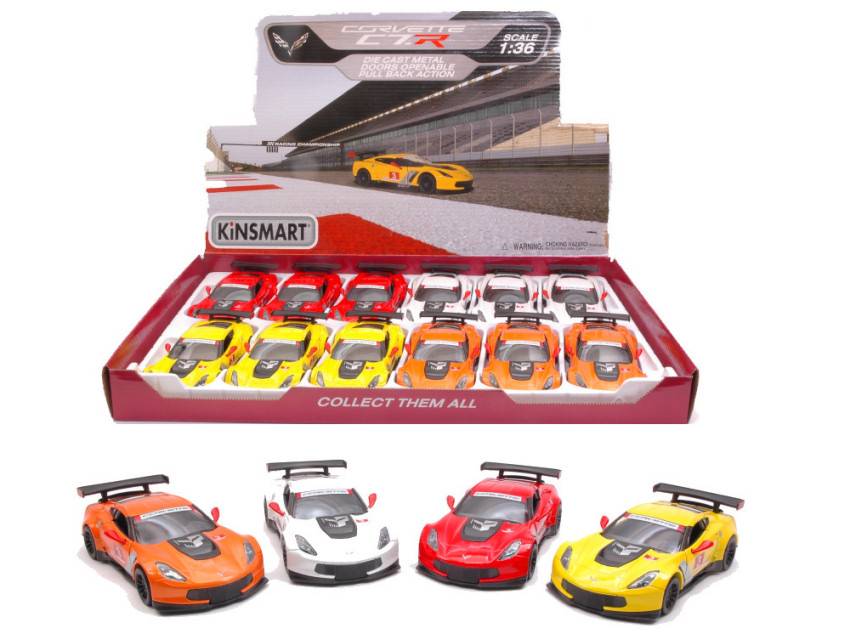 SCALE MODEL COMPATIBLE WITH CORVETTE C7-R 12.5 cm COL.ASS.1:36 KINSMART KT5397D
