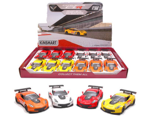 SCALE MODEL COMPATIBLE WITH CORVETTE C7-R 12.5 cm COL.ASS.1:36 KINSMART KT5397D