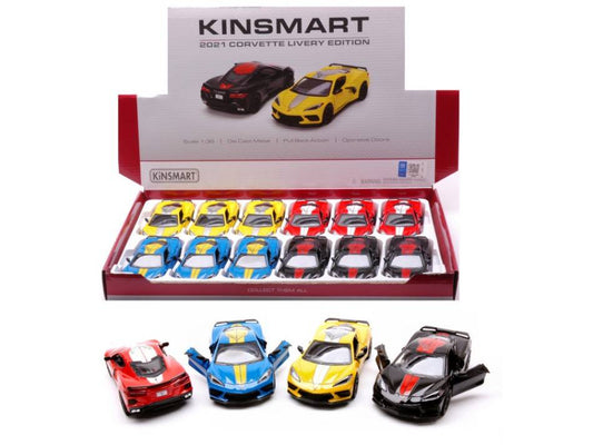 SCALE MODEL COMPATIBLE WITH CORVETTE LIVERY EDITION 2021 COL.ASS. 12 cm KINSMART KT89651