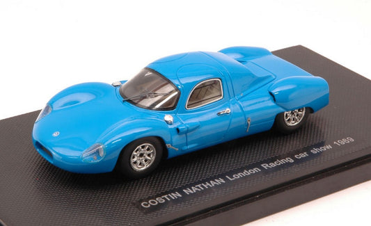 SCALE MODEL COMPATIBLE WITH COSTIN NATHAN LONDON RACING CAR SHOW 1969 LIGHT BLUE 1:43 EBBRO EB44905