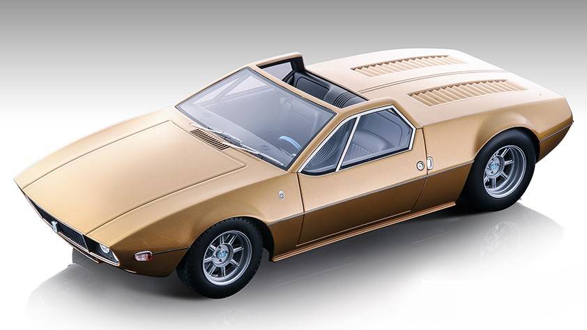 SCALE MODEL COMPATIBLE WITH DE TOMASO MANGUSTA SPYDER 1966 MET.GOLD 1:18 TECNOMODEL TMD18269C