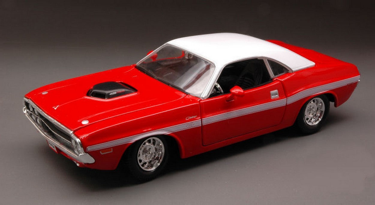 SCALE MODEL COMPATIBLE WITH DODGE CHALLENGER R/T COUPE 1970 RED/WHITE 1:24 MAISTO MI31263R