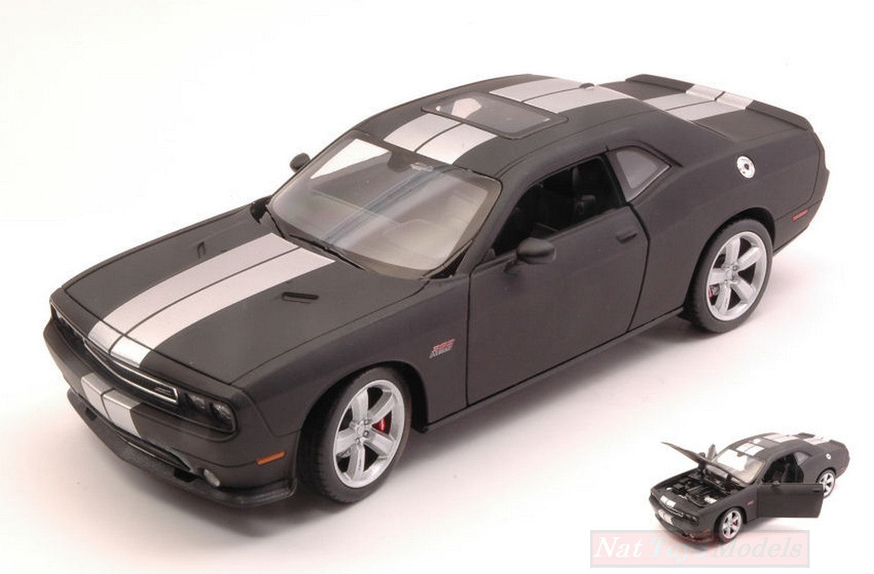 SCALE MODEL COMPATIBLE WITH DODGE CHALLENGER SRT 2012 MATT BLACK/SILVER 1:24 WELLY WE24049MBK