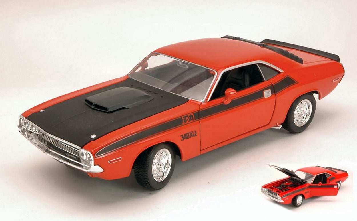 SCALE MODEL COMPATIBLE WITH DODGE CHALLENGER T/A 1970 ORANGE/BLACK 1:24 WELLY WE4029OR