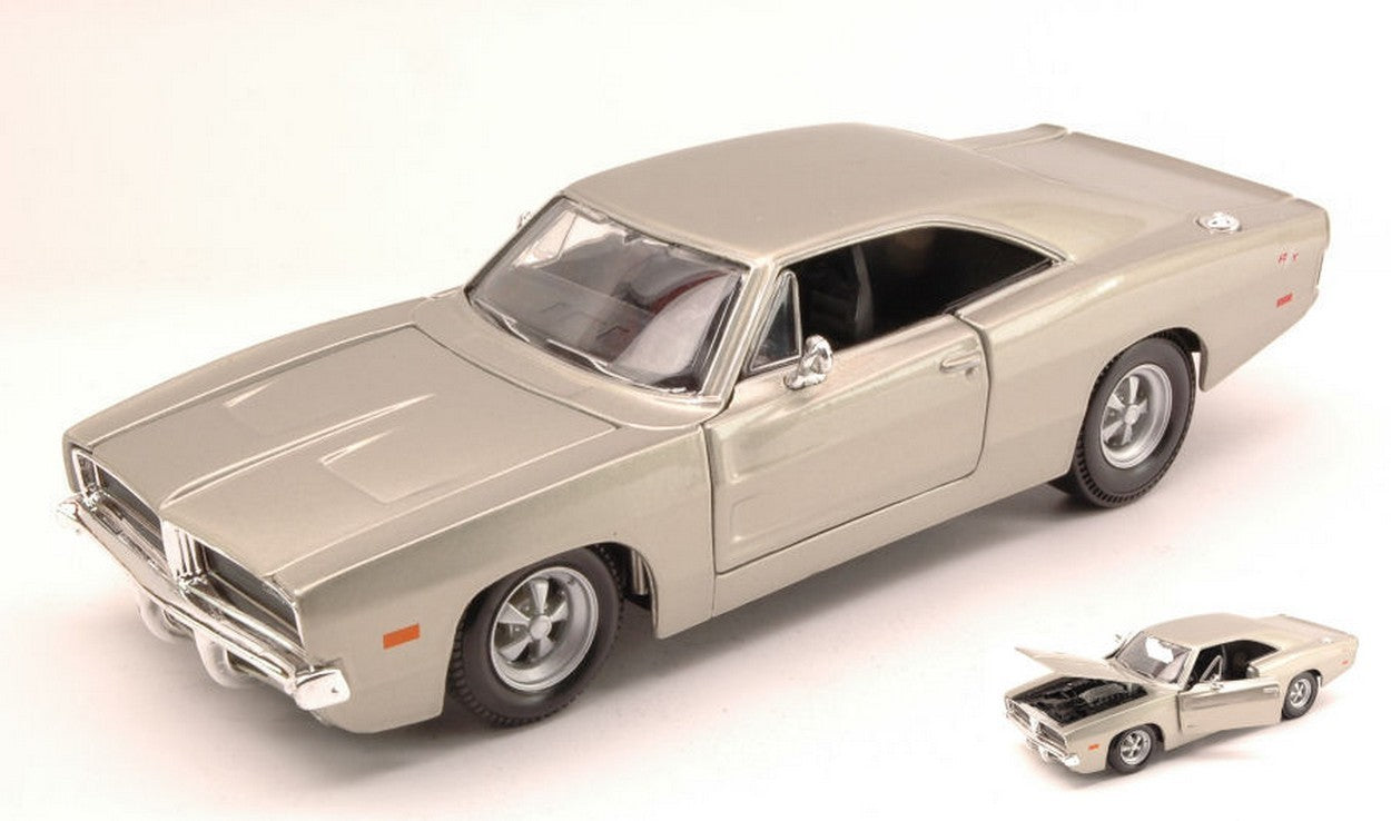 SCALE MODEL COMPATIBLE WITH DODGE CHARGER R/T 1969 SILVER 1:25 MAISTO MI31256S