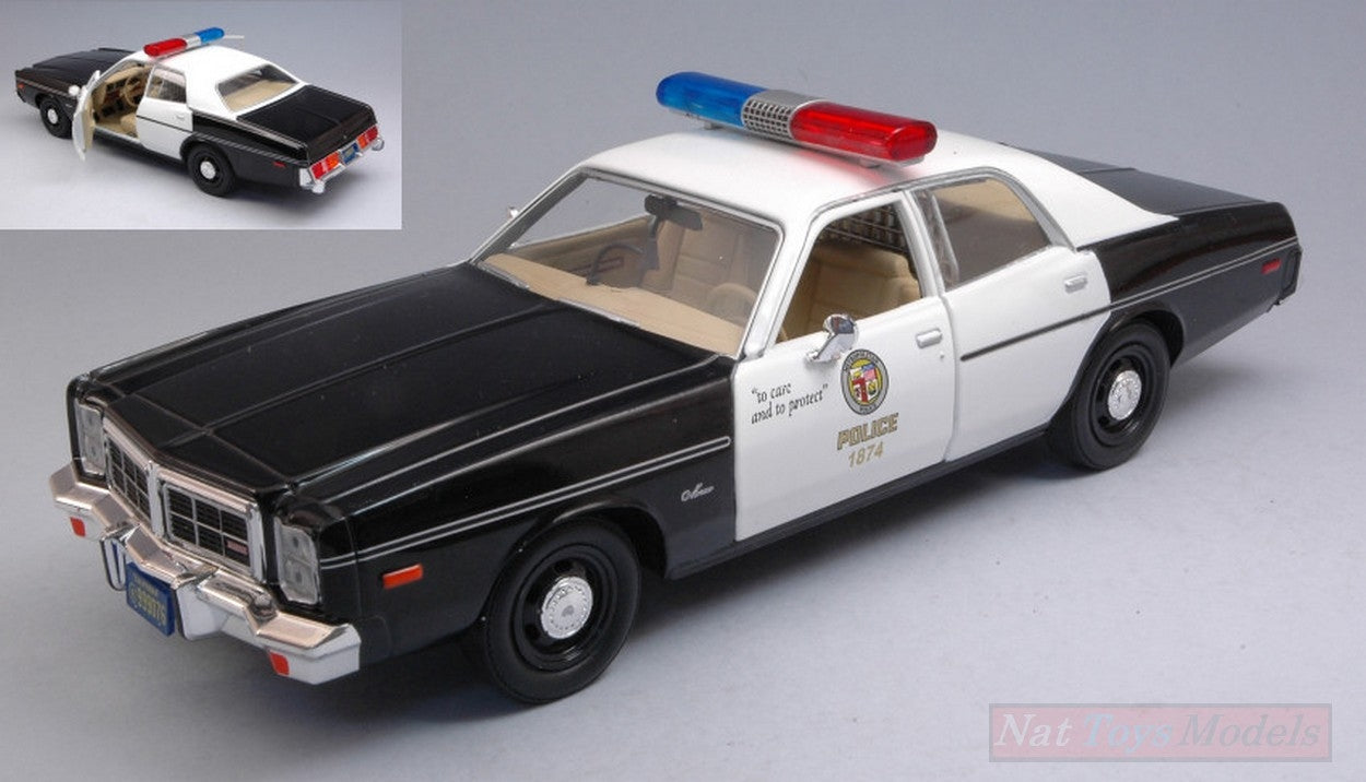 MODELLINO IN SCALA COMPATIBILE CON DODGE MONACO METROPOLITAN POLICE THE TERMINATOR 1984 1:24 GREENLIGHT GREEN84101