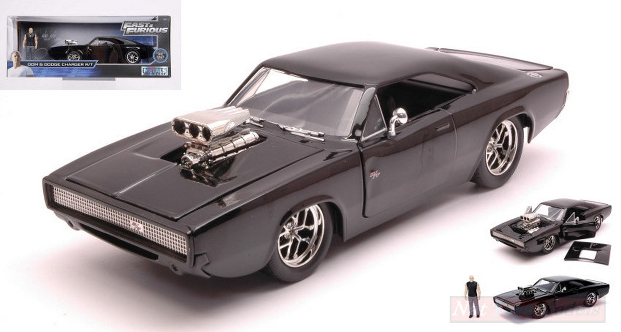MODÈLE RÉDUIT COMPATIBLE AVEC DOM &amp; DODGE CHARGER R/T NOIR FAST &amp; FURIOUS AVEC FIGURE 1:24 JADA TOYS JADA30737