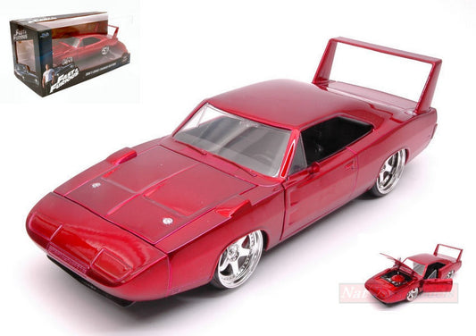 SCALE MODEL COMPATIBLE WITH DOM S DODGE CHARGER DAYTONA FAST &amp; FURIOUS 7 METALLIC RED 1:24 JADA TOYS JADA97060