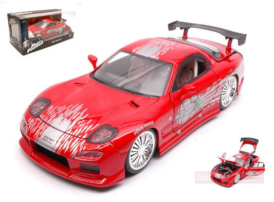 SCALE MODEL COMPATIBLE WITH DOM S MAZDA RX-7 FAST &amp; FURIOUS 8 RED 1:24 JADA TOYS JADA98338