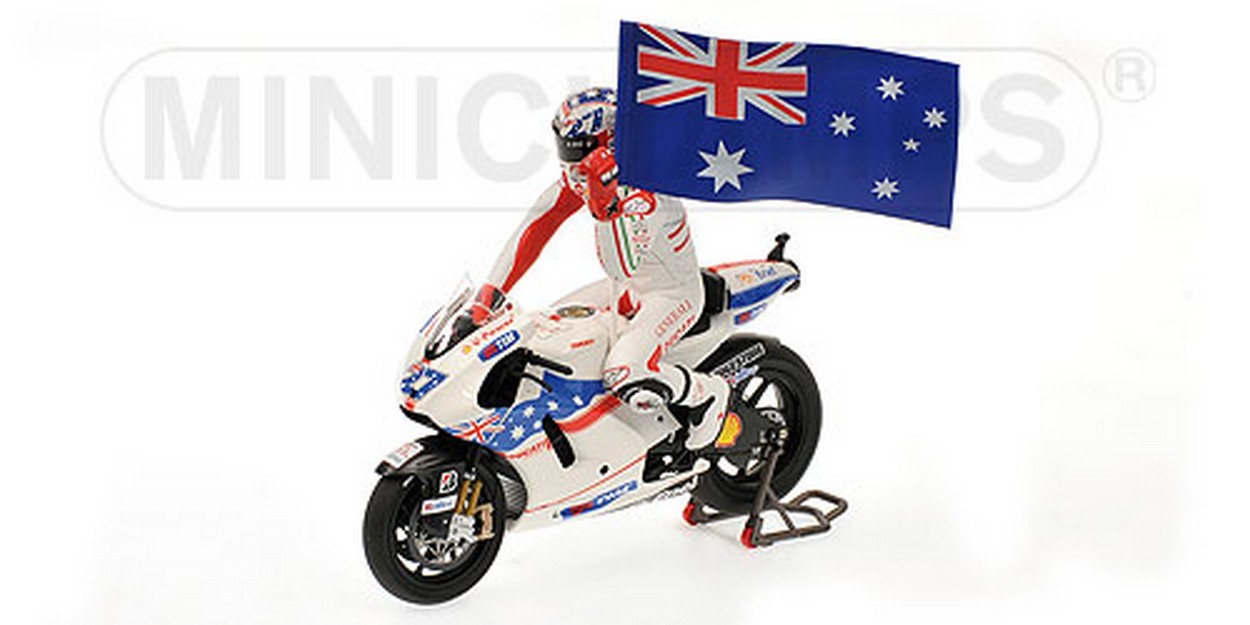 MODÈLE RÉDUIT COMPATIBLE AVEC DUCATI C.STONER 2009 WINNER AUSTRALIA GP W/FIGURE 1:12 MINICHAMPS PM122090127