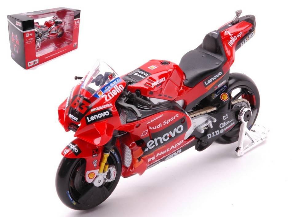 MODÈLE RÉDUIT COMPATIBLE AVEC DUCATI DESMOSEDICI MOTOGP 2021 N.63 FRANCESCO BAGNAIA 1:18 MAISTO MI36374B