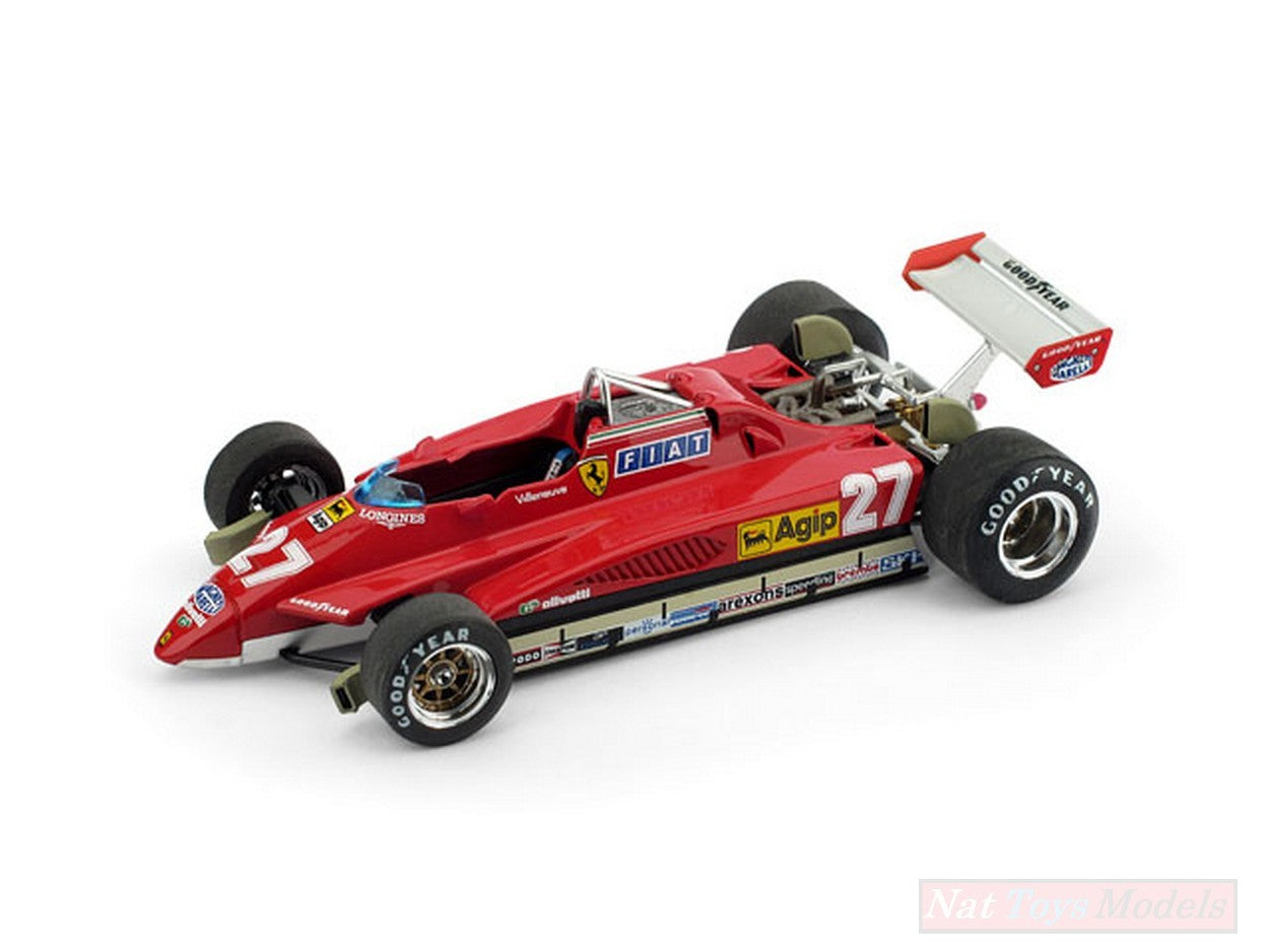 MODELLINO IN SCALA COMPATIBILE CON FERRARI 126 C2 G.VILLENEUVE 1982 N.27 2nd S.MARINO GP UPDATE 1:43 BRUMM BM0267UPD