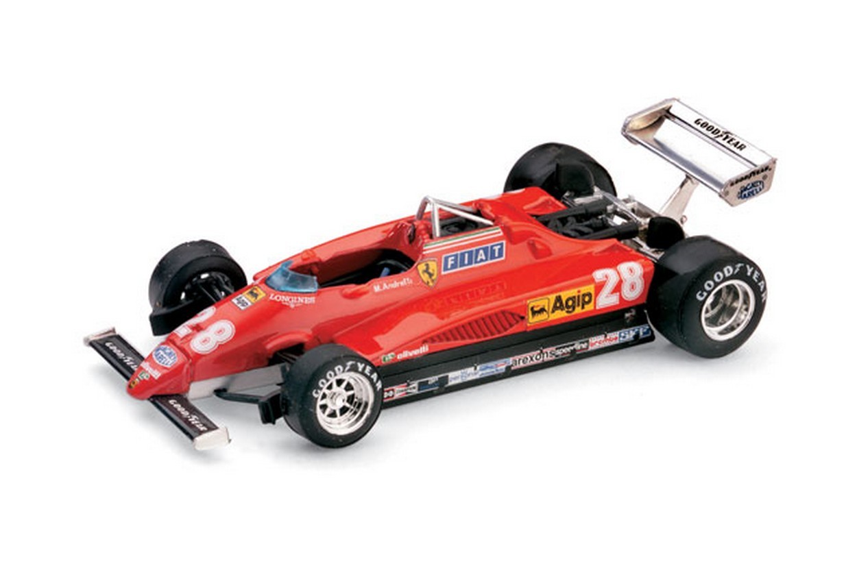 MODELLINO IN SCALA COMPATIBILE CON FERRARI 126 C2 M.ANDRETTI 1982 N.28 3rd ITALY GP 1:43 UPD BRUMM BM0288
