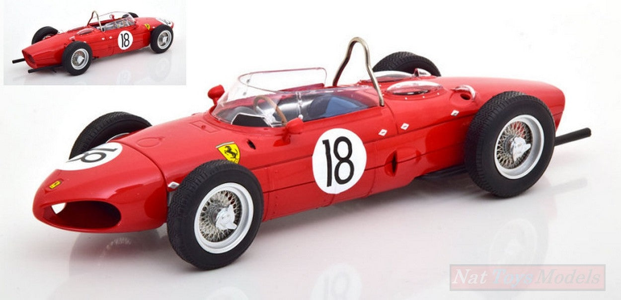 MODELLINO IN SCALA COMPATIBILE CON FERRARI 156 F1 SHARKNOSE RICHIE GINTHER 1961 N.18 FRANCE GP 1:18 CMC CMR174
