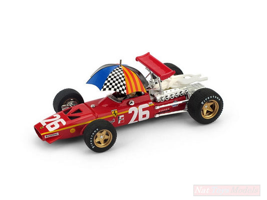 SCALE MODEL COMPATIBLE WITH FERRARI 312 F 1 J.ICKX 1968 N.26 WINNER FRANCE GP + DRIVER + UMBR.1:43 BRUMM BM0171CHU