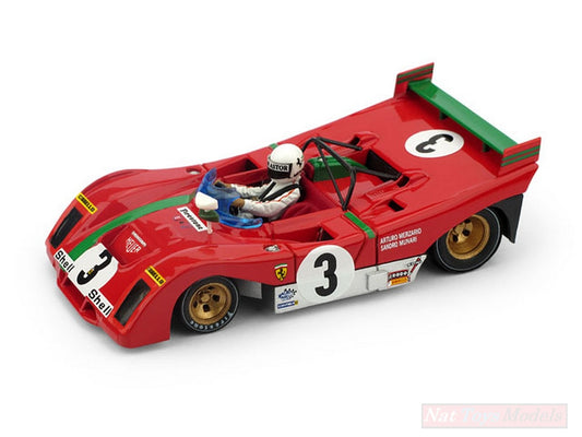 SCALE MODEL COMPATIBLE WITH FERRARI 312 PB N.3 WINNER TARGA FLORIO 1972 W/A.MERZARIO 1:43 BRUMM BM0261B-CHM