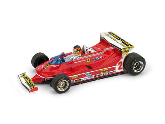 SCALE MODEL COMPATIBLE WITH FERRARI 312 T5 G.VILLENEUVE 1980 N.2 5th MONACO GP + PILOTE 1:43 BRUMM BM0577CH