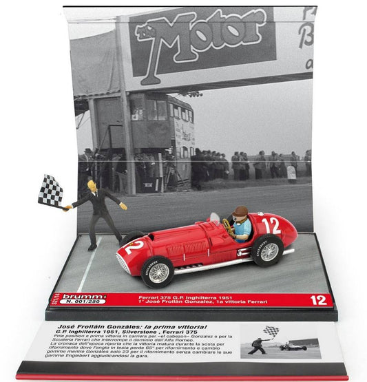 SCALE MODEL COMPATIBLE WITH FERRARI 375 JFGONZALES 1951 N.12 BRITISH GP 1st VITTORIA FERRARI 1:43 BRUMM BMS2114
