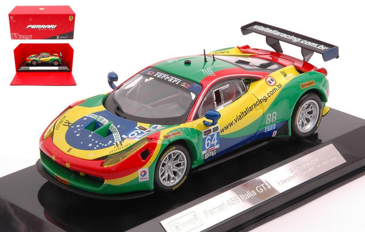 SCALE MODEL COMPATIBLE WITH FERRARI 458 ITALIA GT3 TEAM SCUDERIA CORSA N.64 24h DAYTONA 2015 1:43 BURAGO BU36305