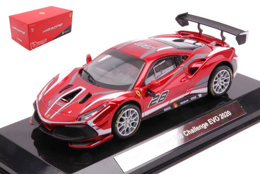 SCALE MODEL COMPATIBLE WITH FERRARI 488 CHALLENGE EVO 2020 N.28 RACING SERIES METALLIC RED 1:43 BURAGO BU36309