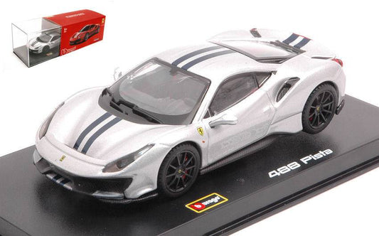 SCALE MODEL COMPATIBLE WITH FERRARI 488 PISTA 2018 LIGHT SILVER SIGNATURE SERIES 1:43 BURAGO BU36910W