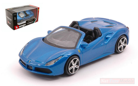 SCALE MODEL COMPATIBLE WITH FERRARI 488 SPIDER 2016 METALLIC BLUE 1:43 BURAGO BU36026B