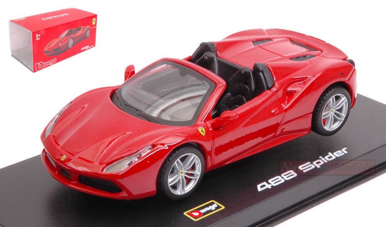 SCALE MODEL COMPATIBLE WITH FERRARI 488 SPIDER 2016 RED SIGNATURE SERIES 1:43 BURAGO BU36905R