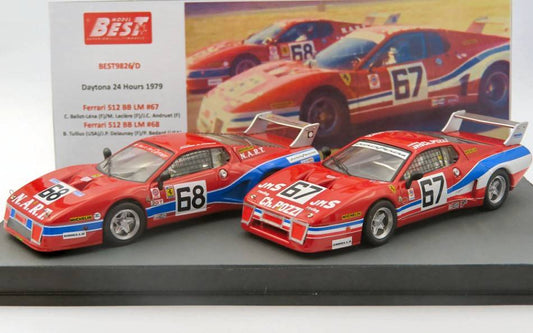 SCALE MODEL COMPATIBLE WITH FERRARI 512 BB LM N.67+68 24 H DAYTONA 1979 Ed.Lim.PCS 78 1:43 BEST MODEL BT9826-D
