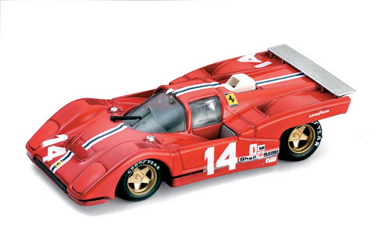 MODELLINO IN SCALA COMPATIBILE CON FERRARI 512 M N.14 DNF WATKINS GLEN 1971 S.POSEY-R.BUCKNUM 1:43 BRUMM BM0231