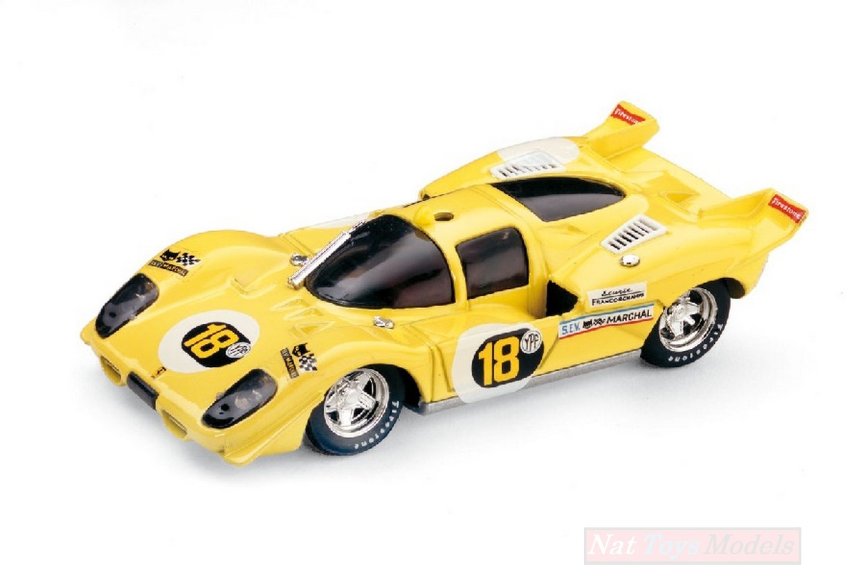 MODELLINO IN SCALA COMPATIBILE CON FERRARI 512 S N.18 BUENOS AIRES 1971 GOSSELIN-DE FIERLANT 1:43 BRUMM BM0203