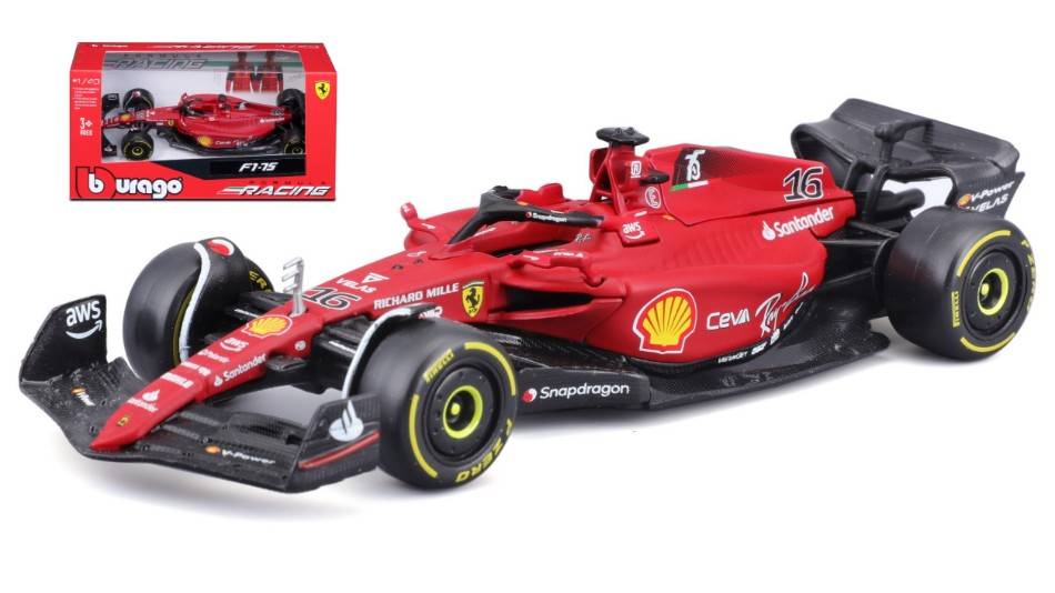 SCALE MODEL COMPATIBLE WITH FERRARI F1-75 N.16 2022 CHARLES LECLERC 1:43 BURAGO BU36832L