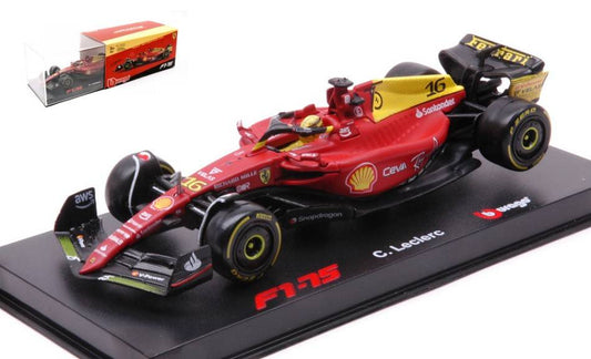 SCALE MODEL COMPATIBLE WITH FERRARI F1-75 N.16 CHARLES LECLERC MONZA 2022 75th ANNIV.W/HELMET 1:43 BURAGO BU36831LM