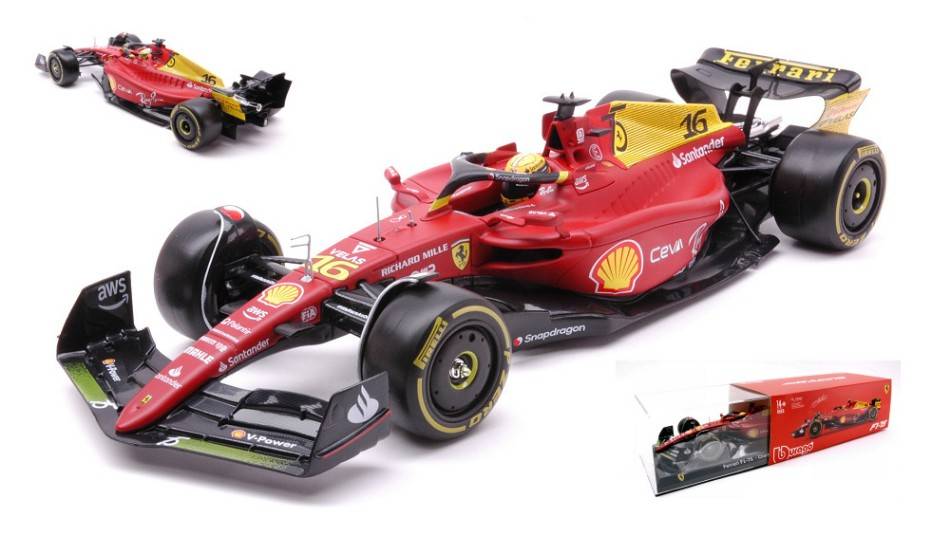 SCALE MODEL COMPATIBLE WITH FERRARI F1-75 N.16 C.LECLERC MONZA 2022 75th ANNIV.W/HARD CASE 1:24 BURAGO BU26806L