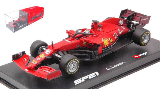 SCALE MODEL COMPATIBLE WITH FERRARI F1 SF21 N.16 2021 CHARLES LECLERC SIGNATURE 1:43 BURAGO BU36828L