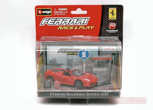 modellino IN SCALA COMPATIBILE CON FERRARI F16M SPIDER RED IN BLISTER CON ACCESSORI 1:43 BURAGO BU3110016MRED