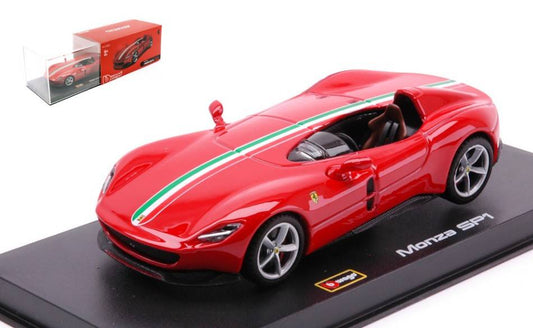 SCALE MODEL COMPATIBLE WITH FERRARI MONZA SP1 CONVERTIBLE RED/WHITE SIGNATURE 1:43 BURAGO BU36912R