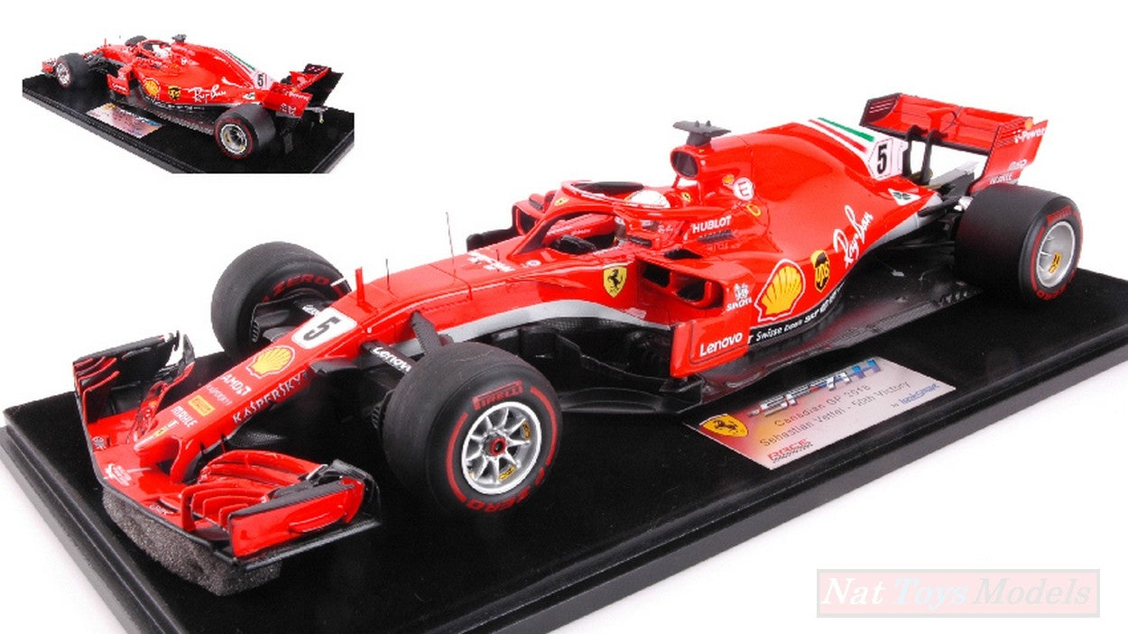 MODELLINO IN SCALA COMPATIBILE CON FERRARI SF71H S.VETTEL 2018 N.5 WINNER CANADIAN GP 50th VICTORY 1:18 LOOKSMART LS18F1015