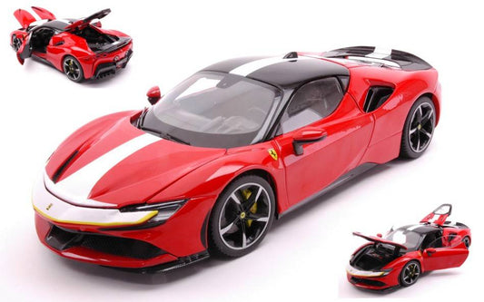 SCALE MODEL COMPATIBLE WITH FERRARI SF90 STRADALE ASSETTO FIORANO RED/WHITE SIGNATURE 1:18 BURAGO BU16911