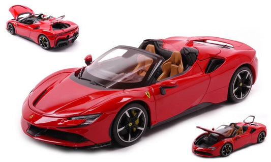 SCALE MODEL COMPATIBLE WITH FERRARI SF90 STRADALE HYBRID SPIDER 2020 RED 1:18 BURAGO BU16016R