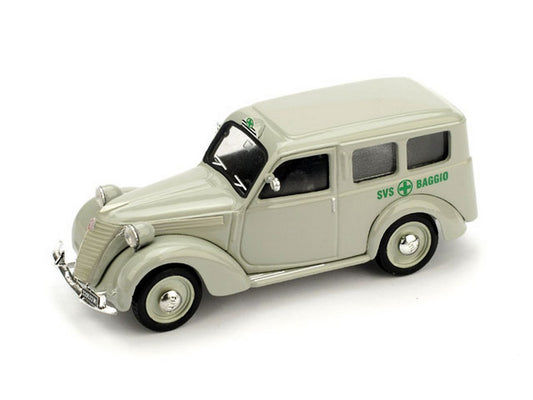 MODELLINO IN SCALA COMPATIBILE CON FIAT 1100 AUTOAMBULANZA CROCE VERDE BAGGIO 1:43 BRUMM BM0179D