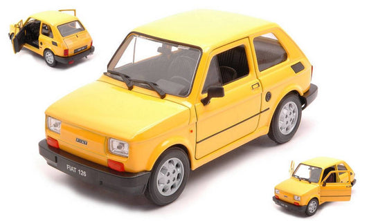 SCALE MODEL COMPATIBLE WITH FIAT 126 YELLOW 1:24 WELLY WE24066Y DIE CAST