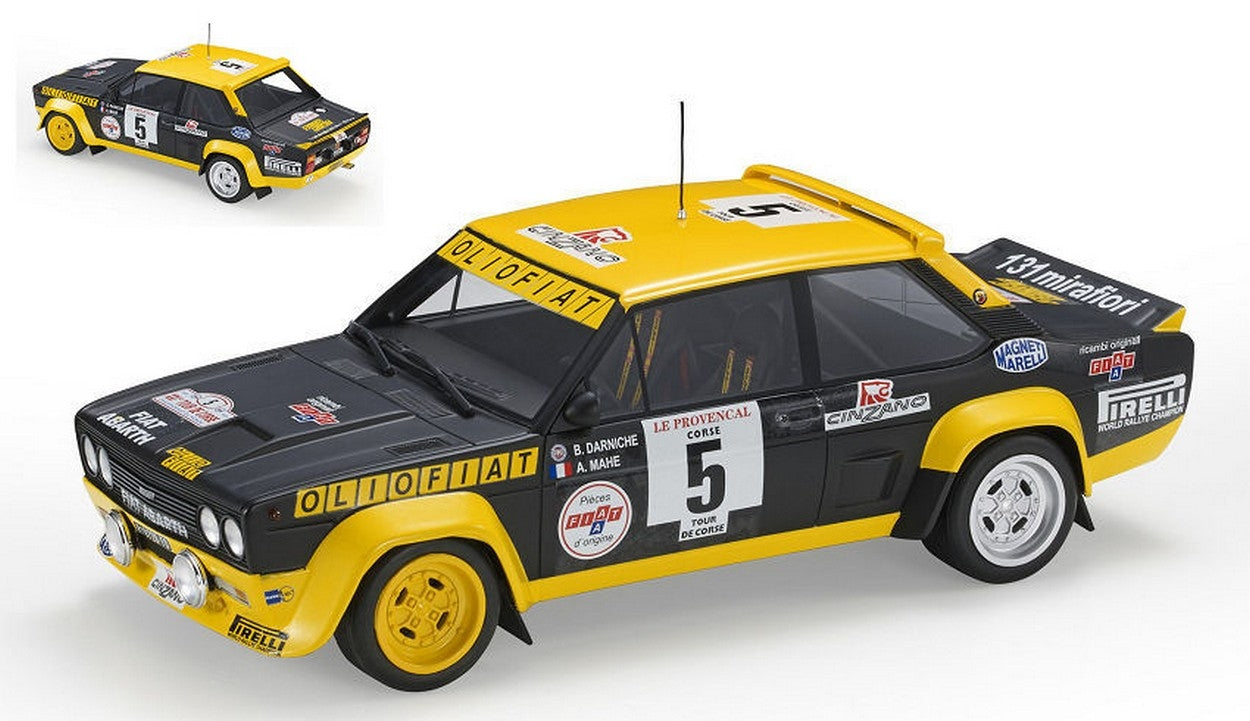 MODELE REDUIT COMPATIBLE AVEC FIAT 131 ABARTH N.5 VAINQUEUR RALLYE TOUR DE COURSE 1977 DARNICHE-MAHE 1:18 TOPMARQUES TOP43F