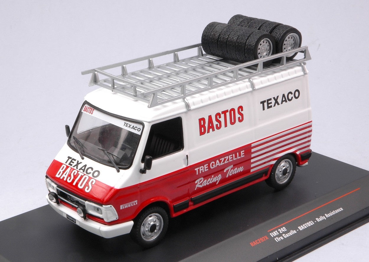 MODELLINO IN SCALA COMPATIBILE CON FIAT 242 BASTOS ASSISTANCE WITH ROOF RACK 1:43 IXO MODEL RAC292X